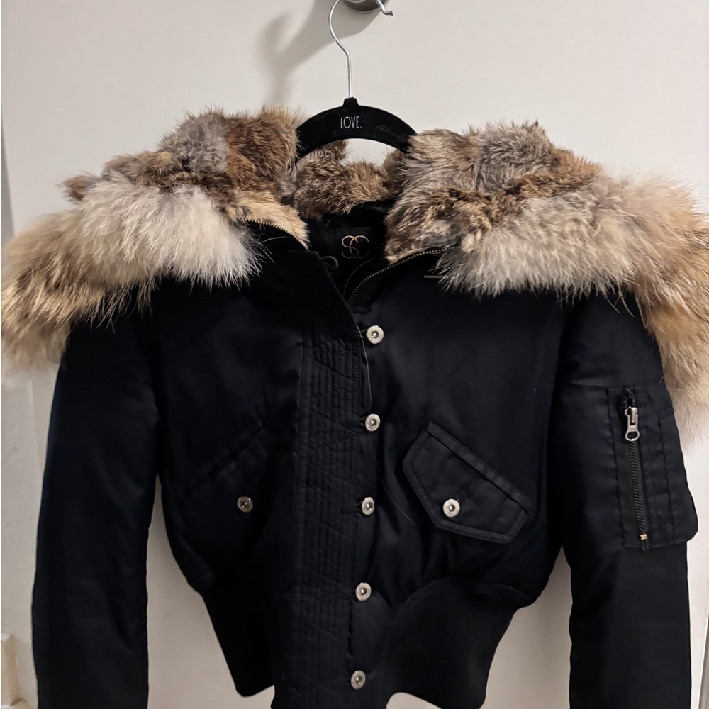 DSQUARED2 inspired Black Jacket with Fur Trim
